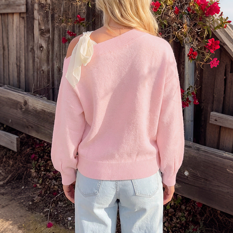 Damen Trendiger Pullover mit Schulterband Shop Nory