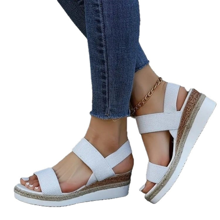 Damen Wedge-Sandaletten mit dekorativem Schleifendetail Shopnory