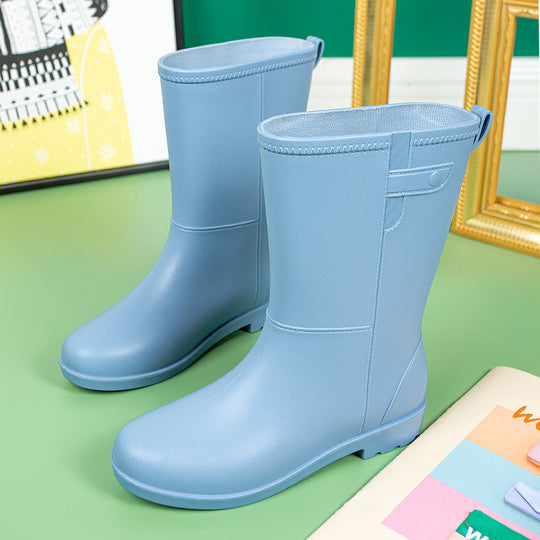 Damen Mittelhohe nahtlose Regenstiefelette aus flexiblem Vollgummi mit griffiger Profilsohle Shop Nory