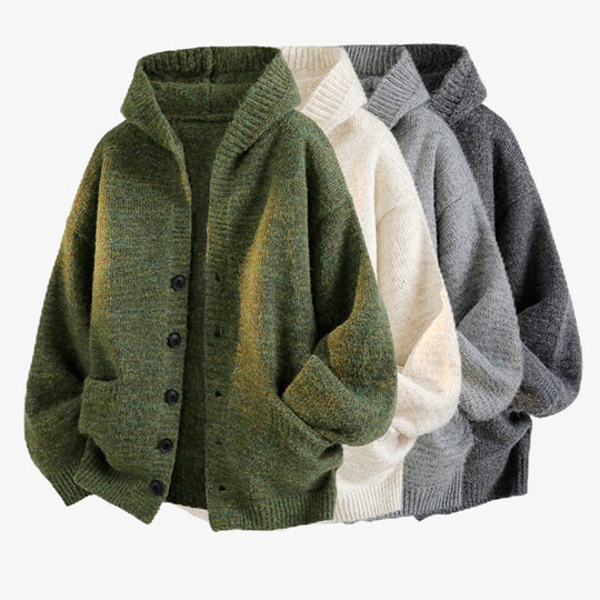 Damen Gemütliche Strickjacke mit Kapuze und Knöpfen Shop Nory