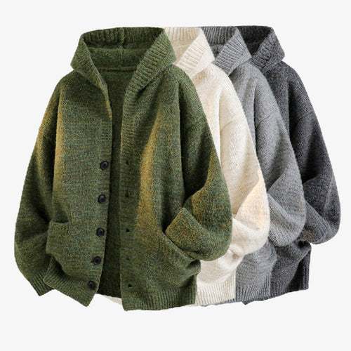 Damen Gemütliche Strickjacke mit Kapuze und Knöpfen Shop Nory