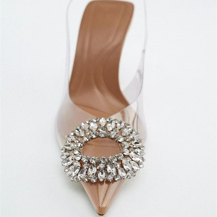 Damen transparente Pumps mit glamourösen Kristalldetails
