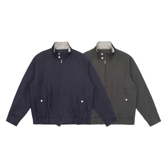 Unisex Kurzblouson im Denim‑Mix mit gesteppter Teilung, Stehkragen und verdecktem Reißverschluss Shop Nory