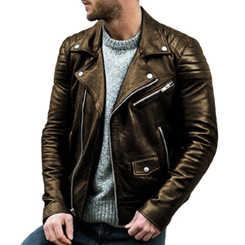 Herren Biker-Lederjacke mit asymmetrischem Reißverschluss und gesteppter Schulterpartie Shop Nory