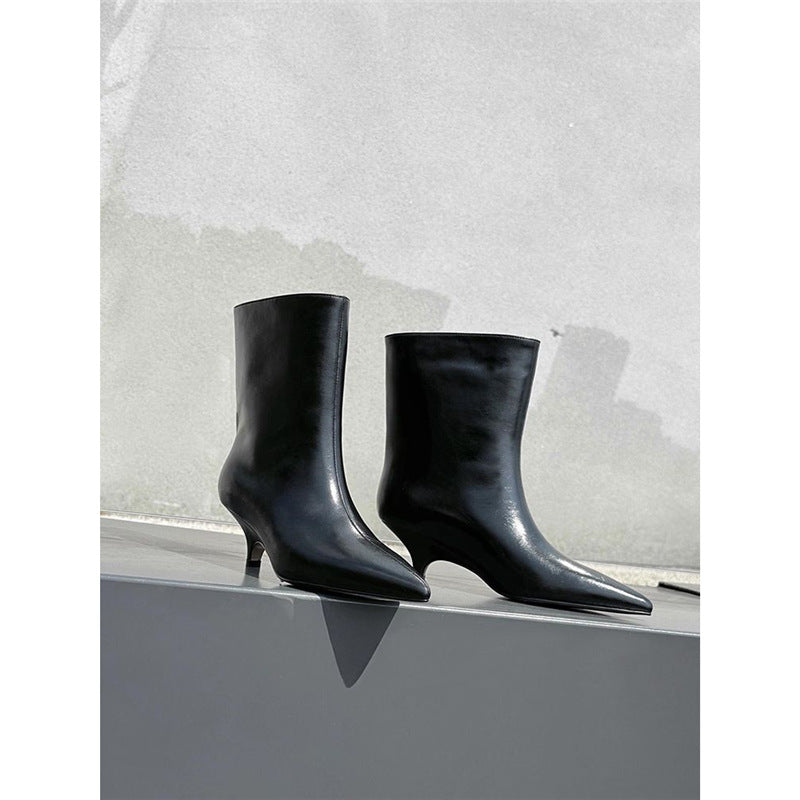 Damen spitz zulaufende Stiefelette mit sculpted Kitten-Absatz und mid-calf Schaft Shop Nory
