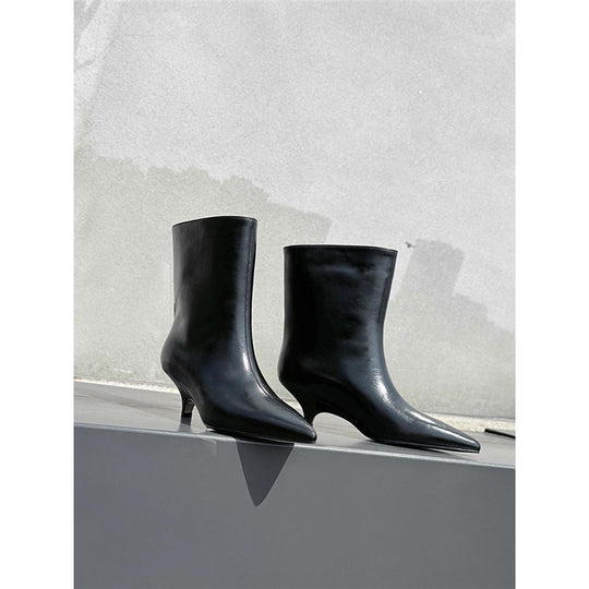 Damen spitz zulaufende Stiefelette mit sculpted Kitten-Absatz und mid-calf Schaft Shop Nory