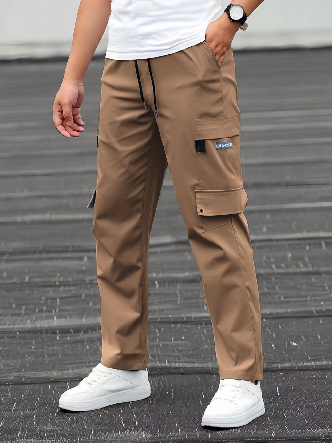 Herren Utility-Cargohose mit Tunnelzugbund, geradem Bein und Mehrfachtaschen Shop Nory