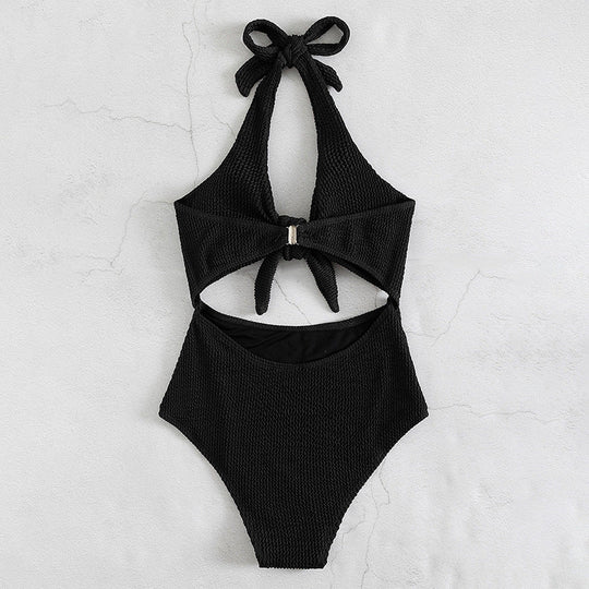Damen Einteiler Badeanzug mit Knotendesign und Cut-Out-Details Shopnory
