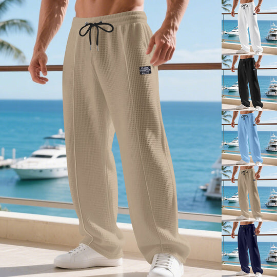 Herren Lässige Waffelstruktur-Jogginghose mit Kordelzug und seitlichen Eingrifftaschen Shop Nory