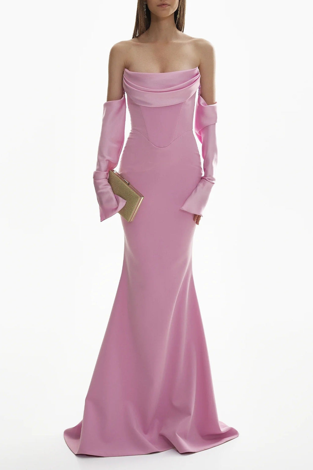 Damen Elegantes Meerjungfrau-Kleid mit schulterfreiem Design und langen Ärmeln