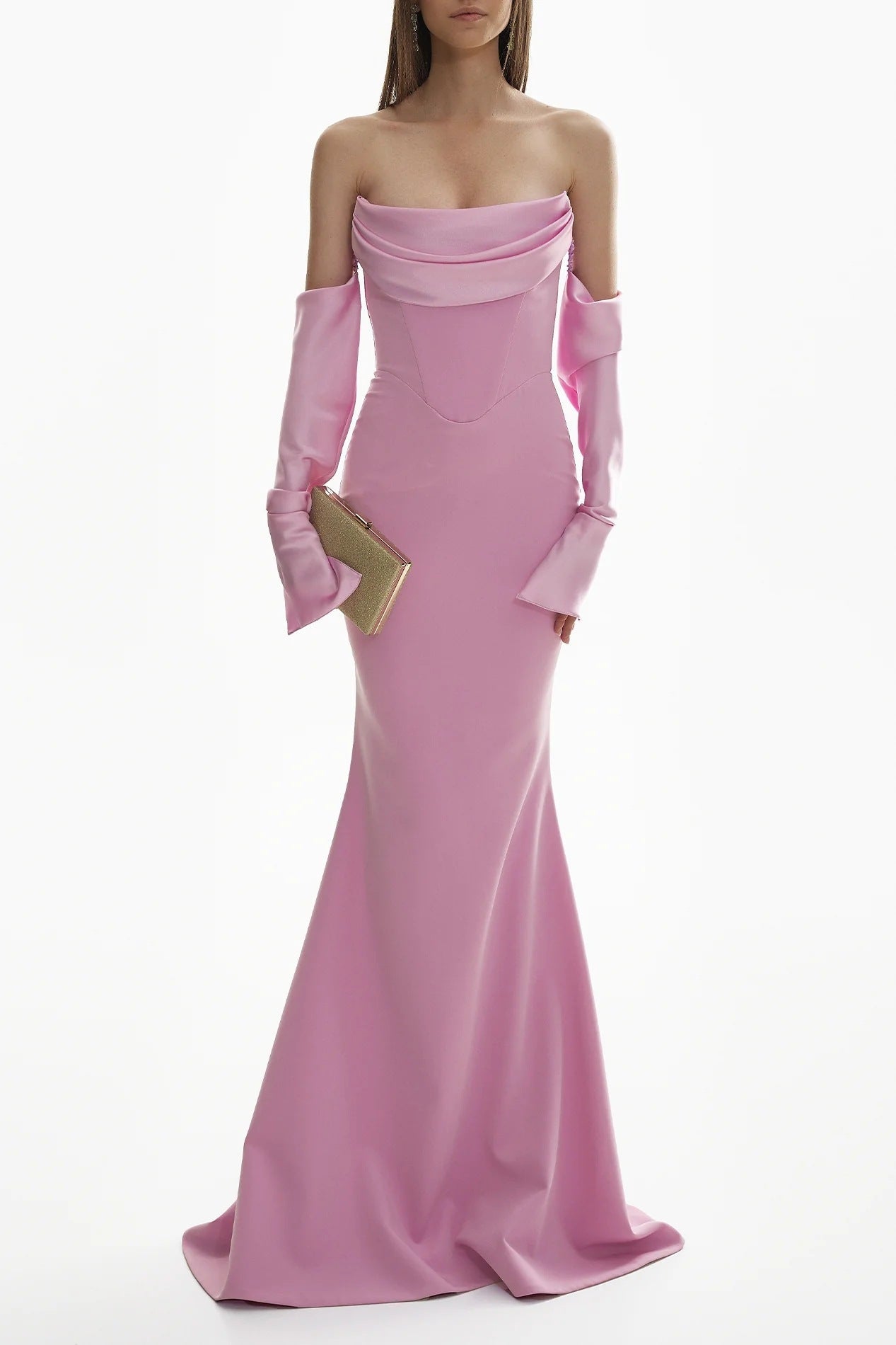 Damen Elegantes Meerjungfrau-Kleid mit schulterfreiem Design und langen Ärmeln