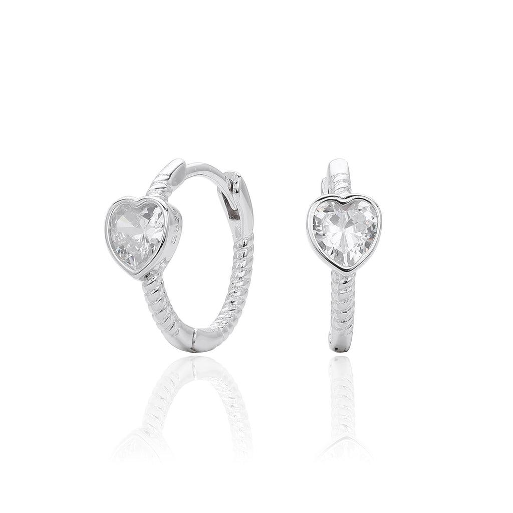 Damen Creolen mit herzförmigen Zirkon-Anhängern aus 925 Sterling Silber Shop Nory