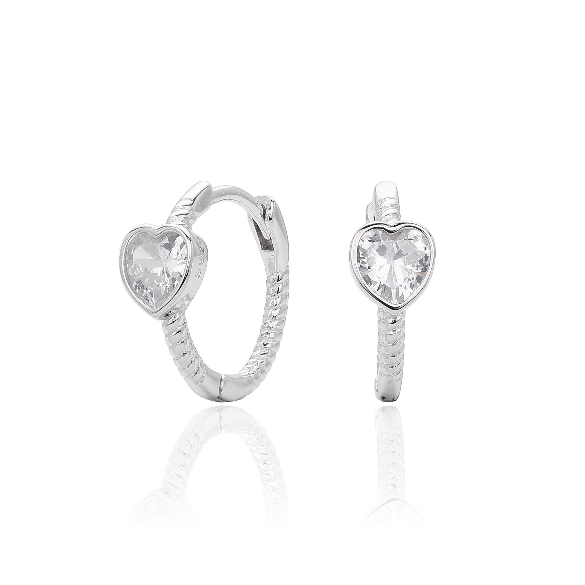 Damen Creolen mit herzförmigen Zirkon-Anhängern aus 925 Sterling Silber Shop Nory