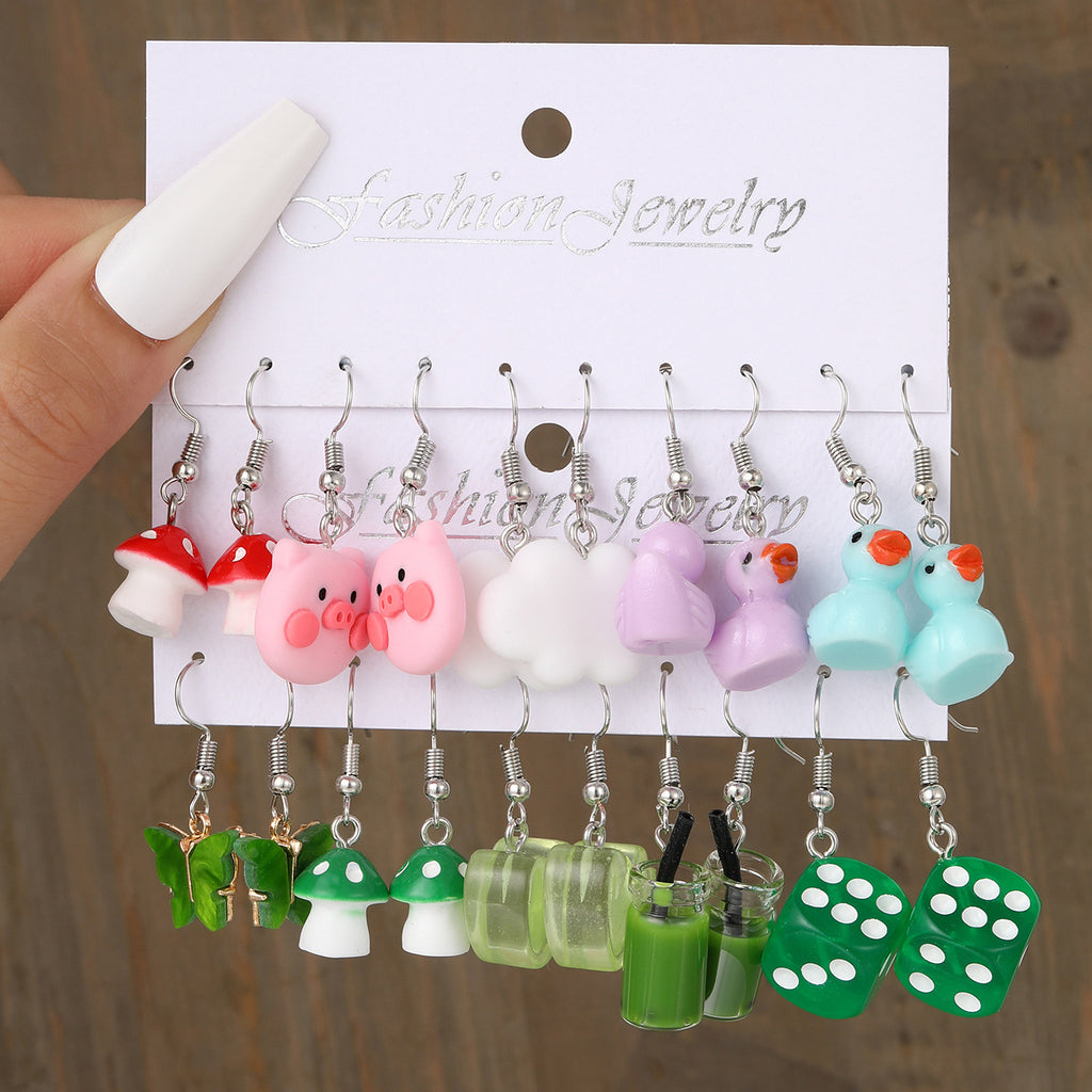 Damen Ohrringe Set mit bunten, verspielten Designs Shop Nory