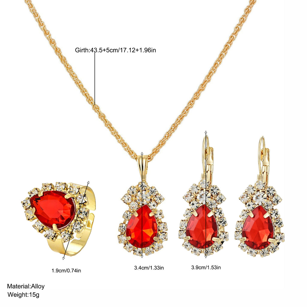 Damen Schmuckset mit funkelnden roten Steinen und eleganten goldenen Akzenten Shop Nory