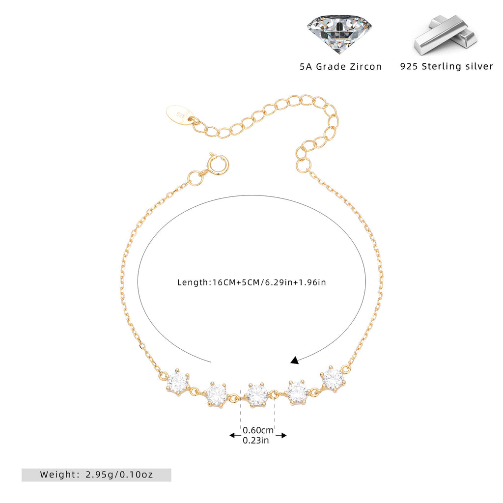 Damen Armband mit funkelnden 5A Zirkonsteinen aus hochwertigem 925 Sterling Silber Shop Nory