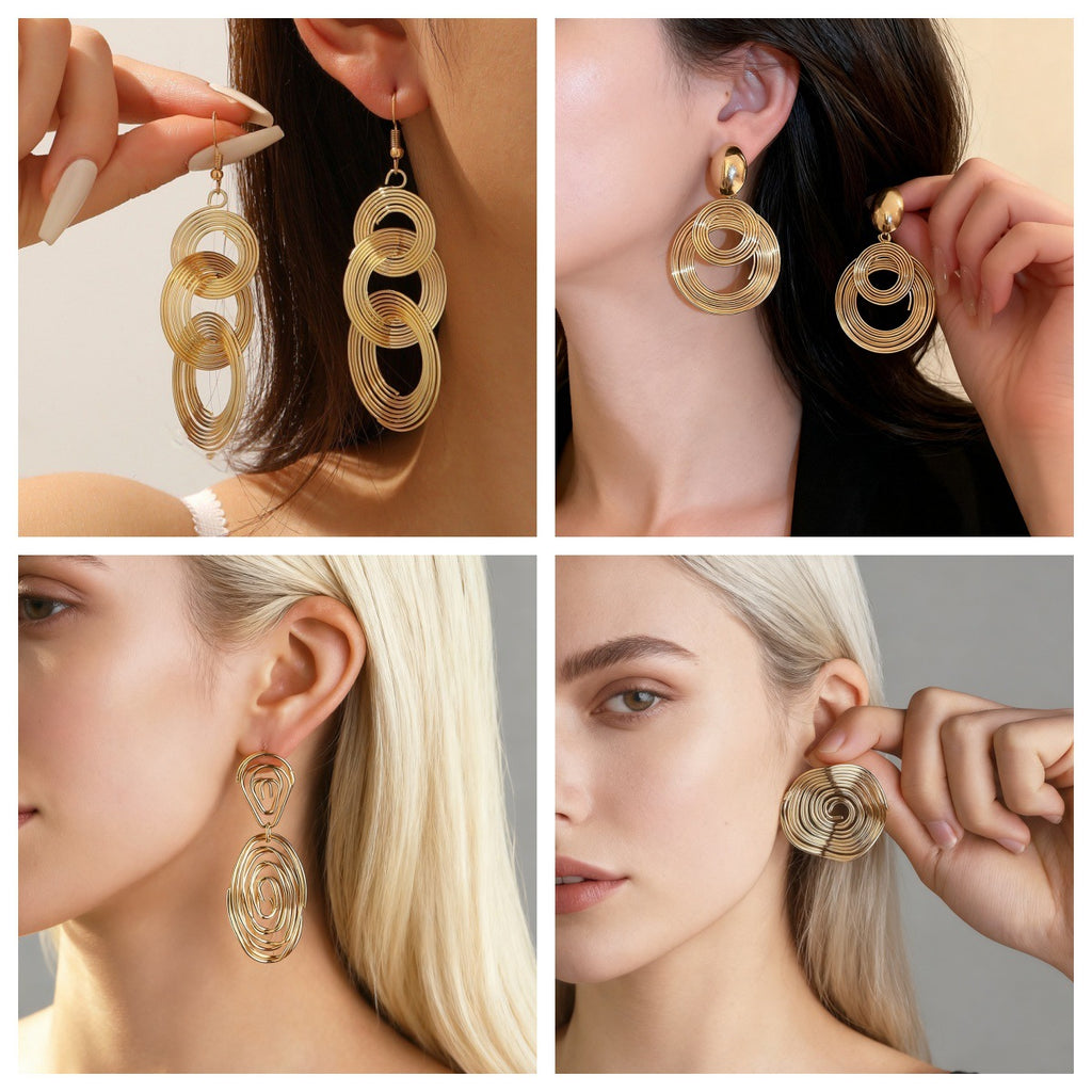 Damen Hängende Ohrstecker im filigranen Spiraldesign Shop Nory