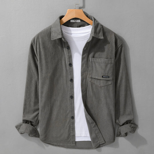 Herren Texturiertes Hemd-Overshirt mit Brusttasche, Knopfleiste und Waffelstruktur Shop Nory