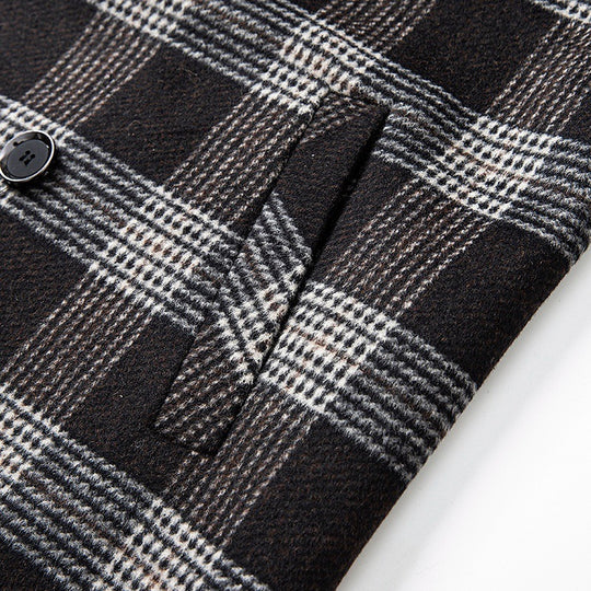 Damen Eleganter Karierter Doppelbrustmantel Shop Nory