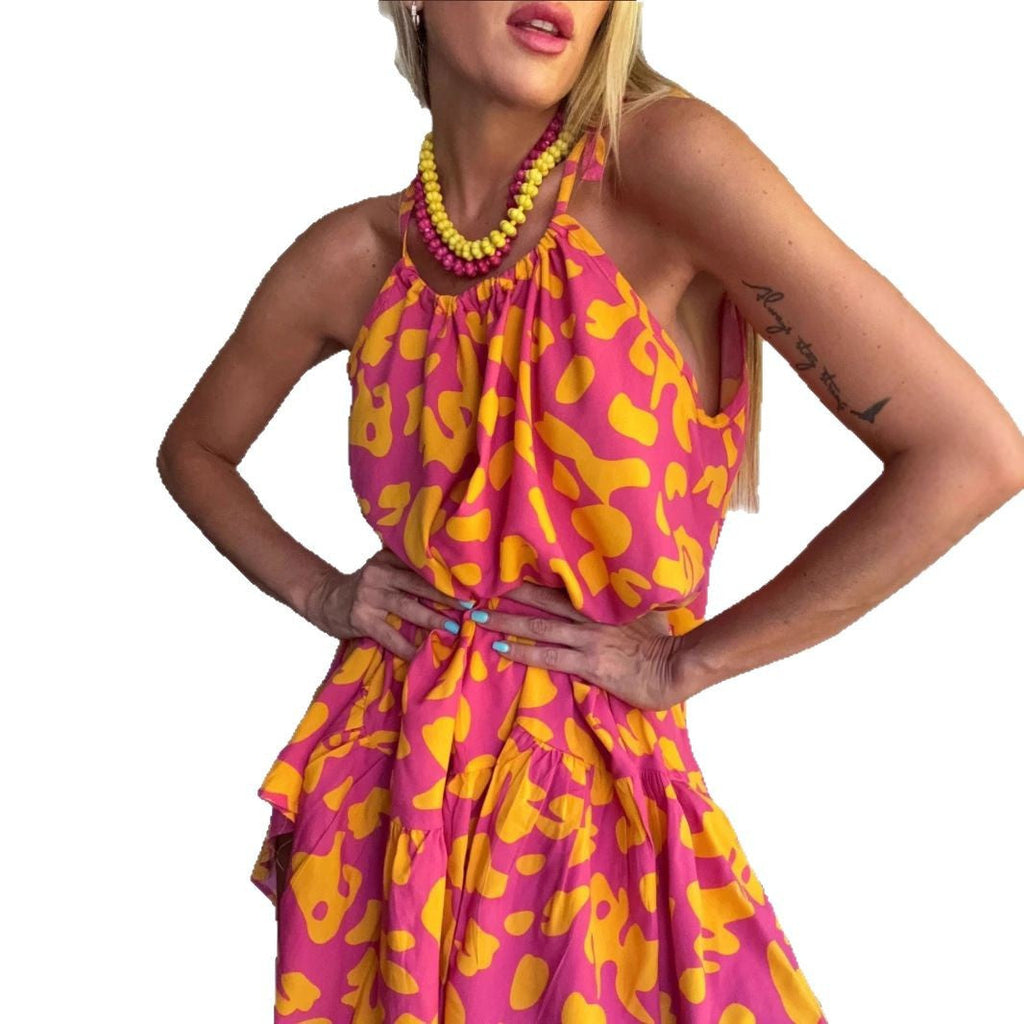 Damen Luftiges Sommerkleid mit asymmetrischem Saum und voluminösen Falten