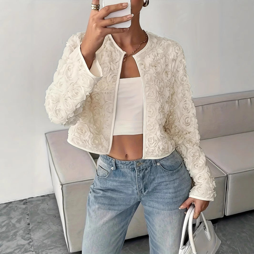 Damen Blütenapplikationen Jacke