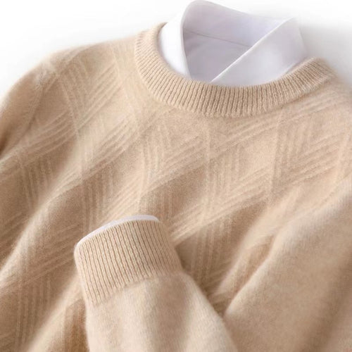 Herren Feiner Strukturstrickpullover mit kurzem Stehkragen und Diamant‑Relief Shop Nory
