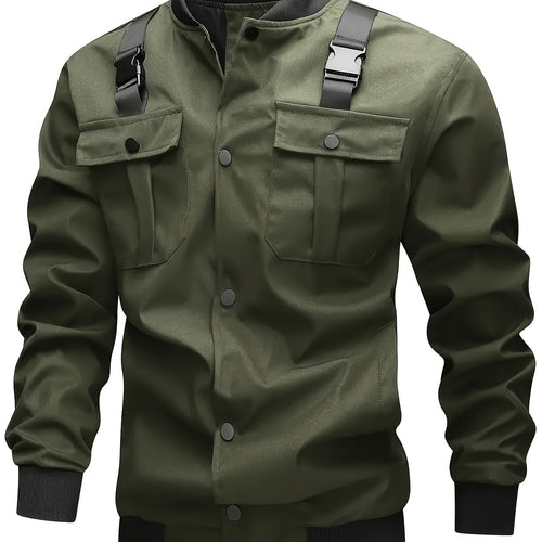 Herren Camouflage-Bomberjacke im Utility-Stil mit Brusttaschen, Schultergurten und Rippbündchen Shop Nory