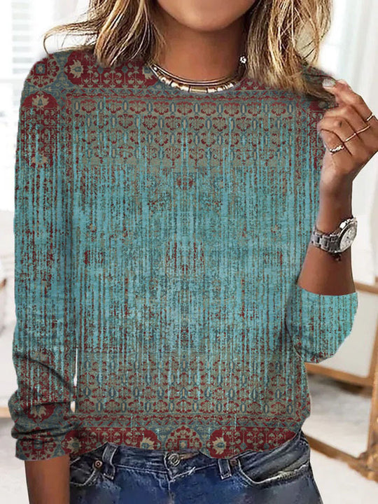 Damen Langärmeliges Oversize-Sweatshirt mit abstraktem Aquarell-Mosaikprint Shop Nory