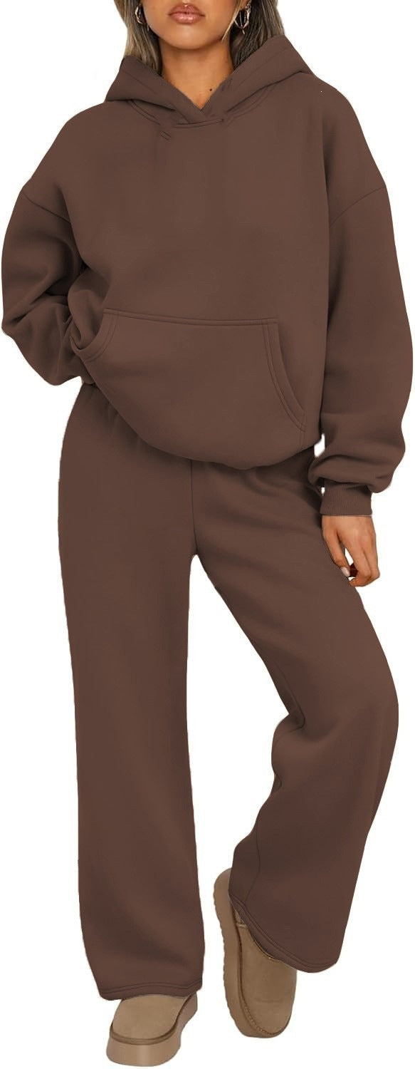 Damen nan Cozy-Loungewear-Set mit oversized Kapuzenpullover, Kängurutasche und weiten Palazzo-Jogginghose Shop Nory