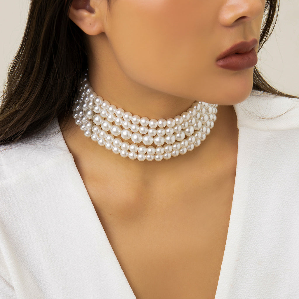 Damen Perlcollier mit mehrlagigem Design Shop Nory