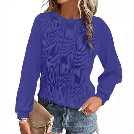 Damen Plissiertes Feinstrick-Longsleeve mit Rundhalsausschnitt Shop Nory