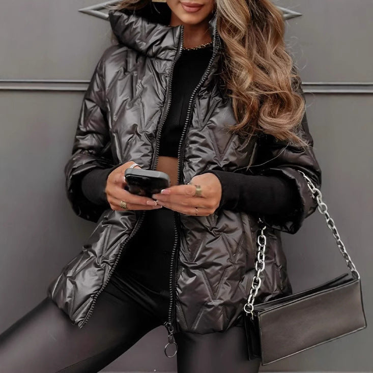 Damen Steppjacke mit hochabschließendem Kragen und breitem Ärmel
