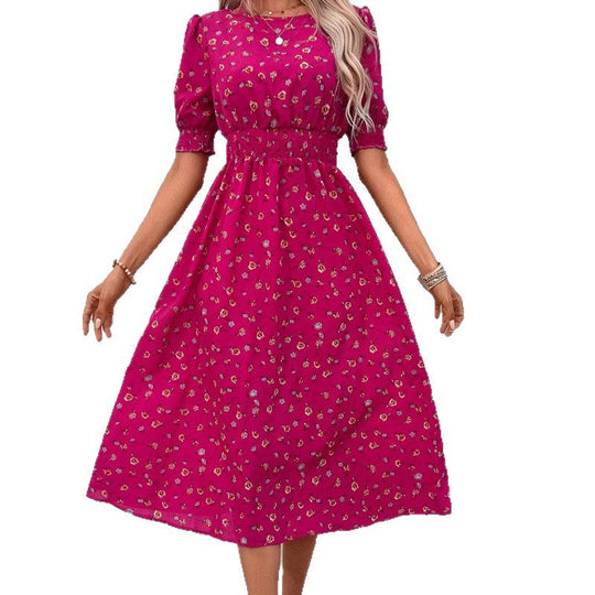 Damen Leichtes Blumendruck Maxi Kleid mit Smock-Taille
