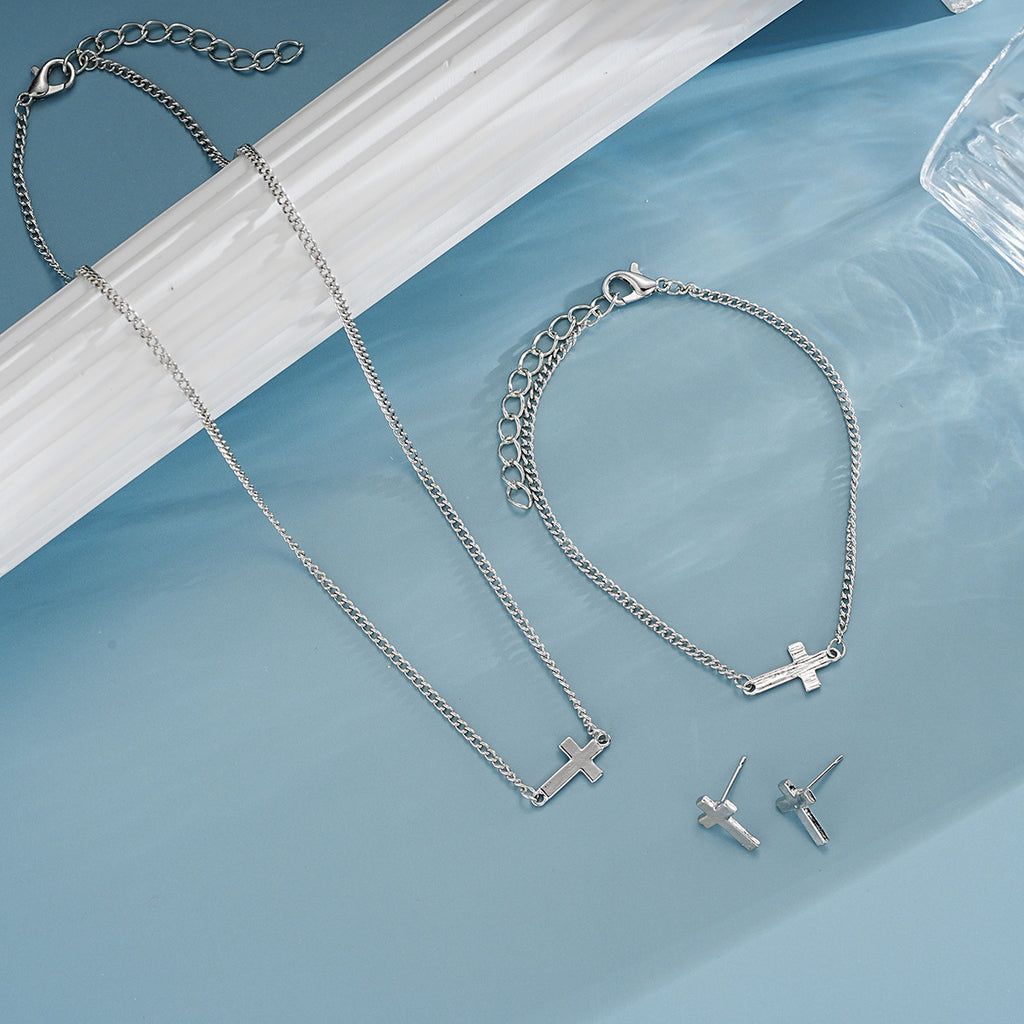Damen Schmuckset mit kreuzförmigem Design und feinen Details Shop Nory
