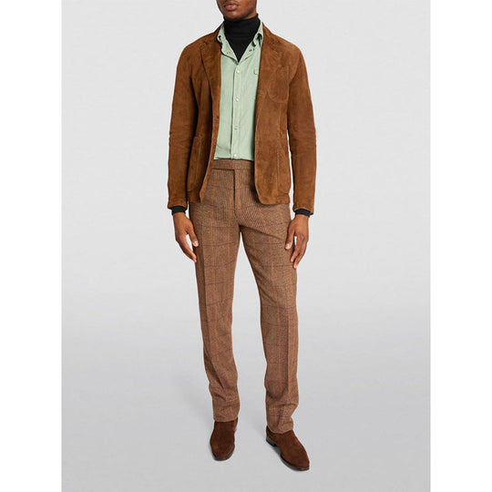 Herren Eleganter Wildlederblazer mit modernen Taschen und lässigem Schnitt