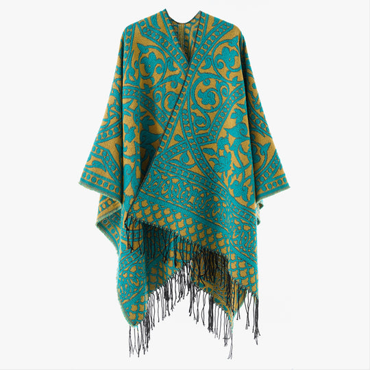 Damen Jacquard-Überwurf mit orientalischem Ornamentmuster und Fransensaum Shop Nory