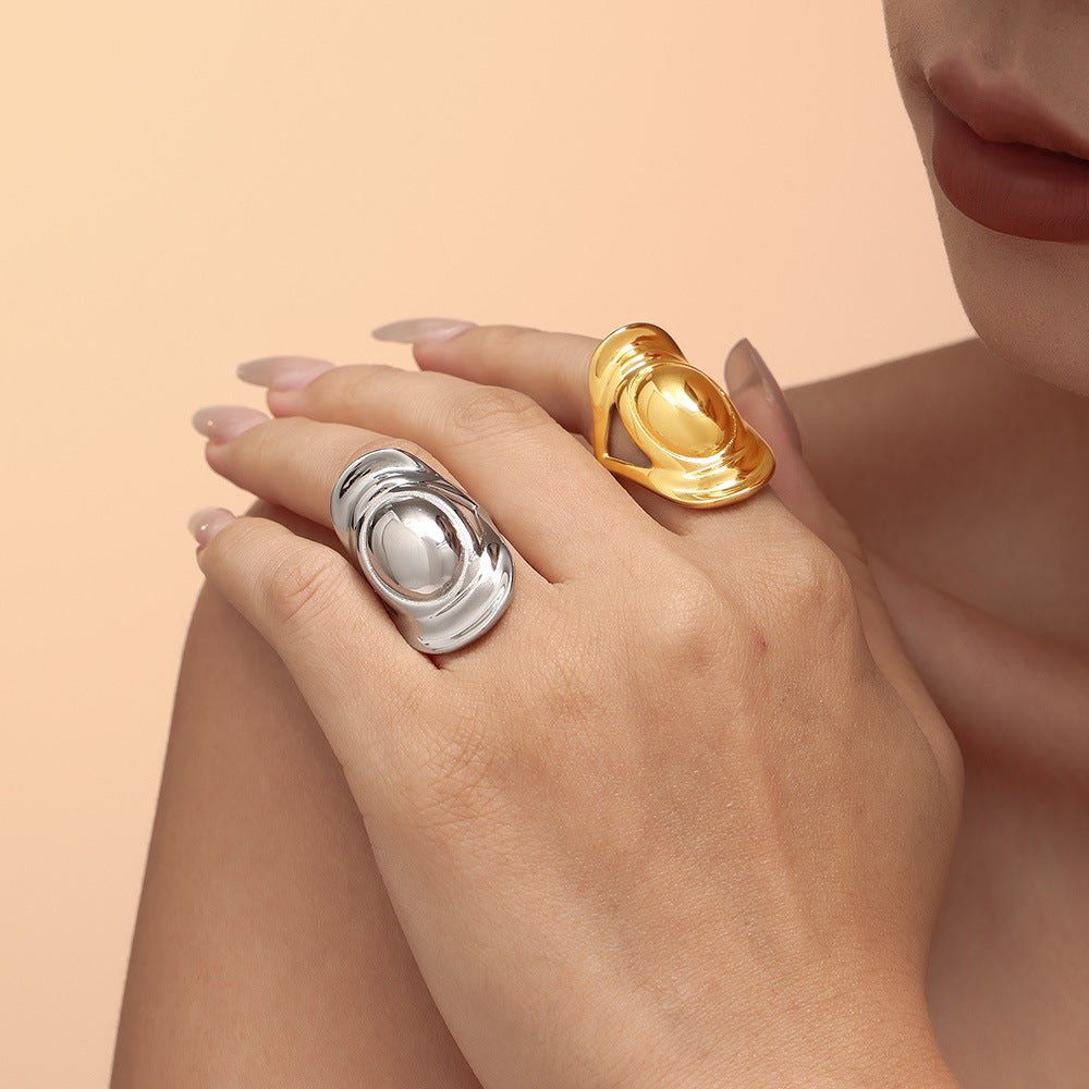 Damen breiter Ring aus Titanstahl mit modernem Design Shop Nory