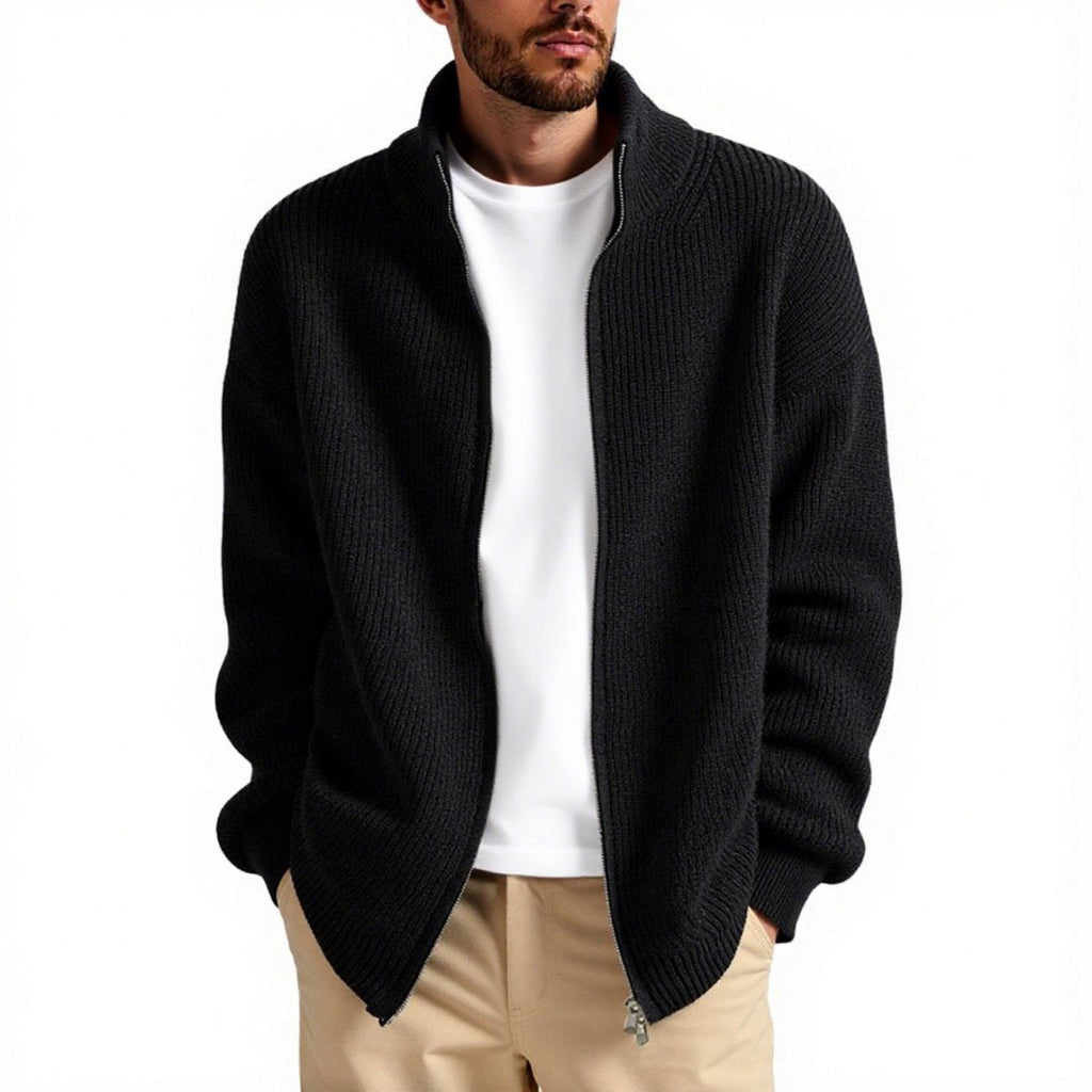 Herren Strickjacke mit hohem Kragen und praktischem Reißverschluss ShopNory