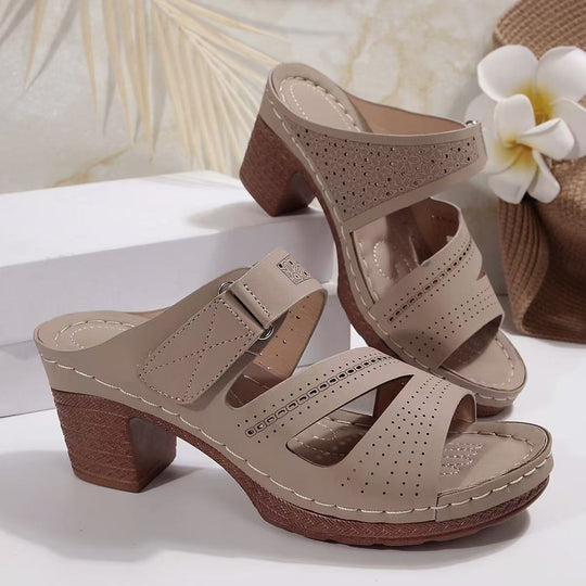 Damen Wedge-Pantoletten mit atmungsaktivem Obermaterial und verstellbarem Riemen