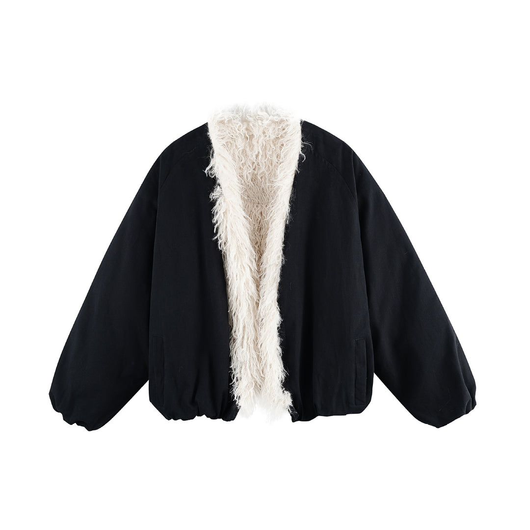 Damen Kurzblouson im Oversize‑Cut mit voluminösem Teddyfutter und elastischem Saum Shop Nory