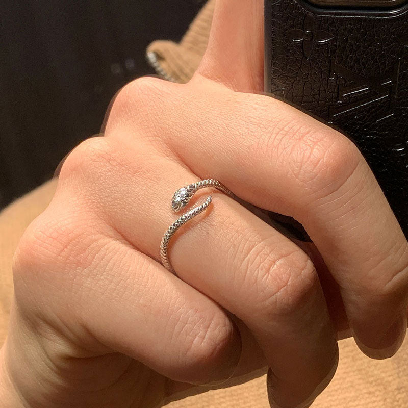 Damen Offener Ring im Schlangenmotiv mit funkelnden Zirkonia Shop Nory