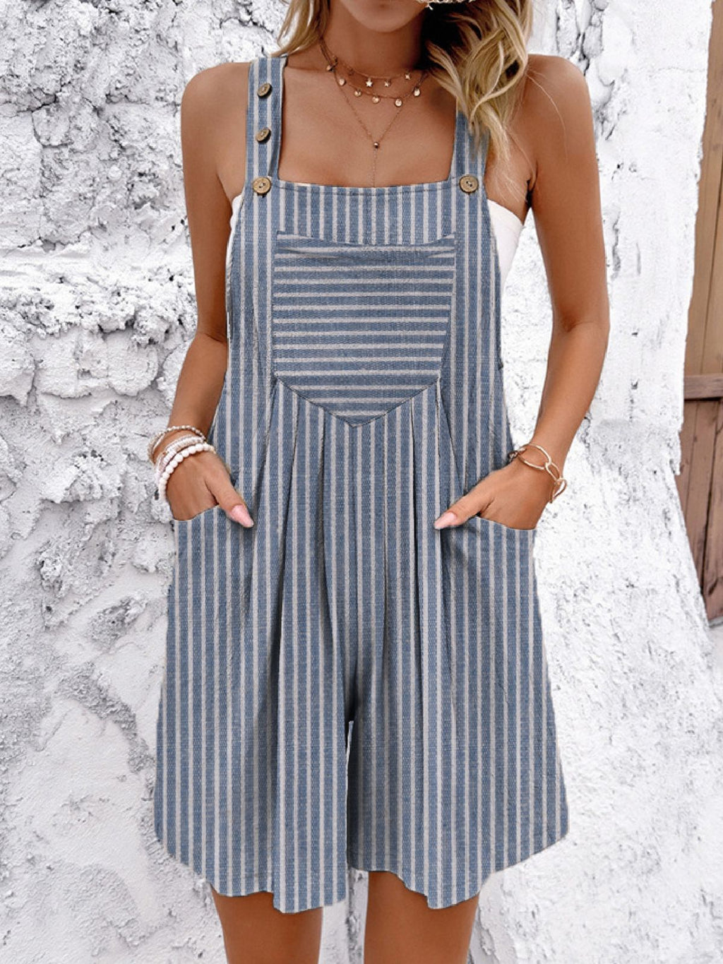 Damen Overall mit Taschen und Knopfdetails