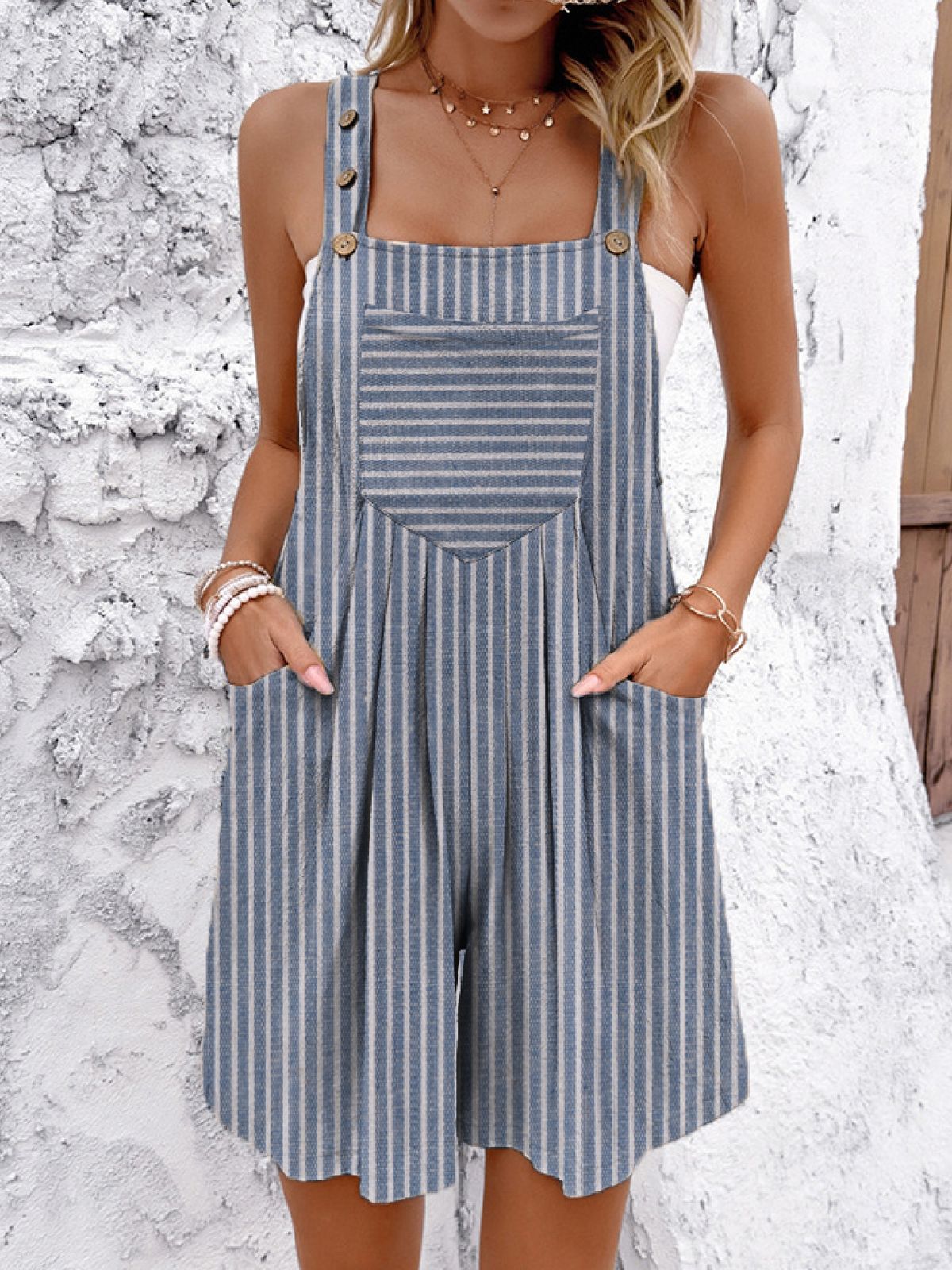 Damen Overall mit Taschen und Knopfdetails