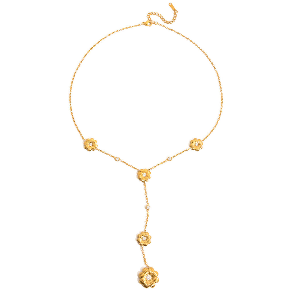 Damen Edelstahl-Halskette mit floralem Design und hypoallergenen Eigenschaften Shop Nory