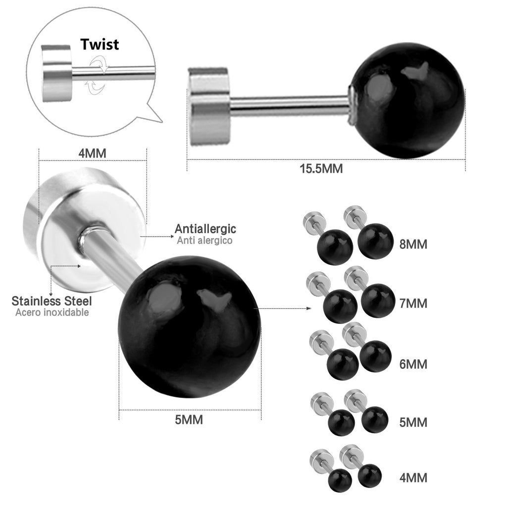 Damen Ohrstecker mit goldplattierter Edelstahl-Basis und schwarzem Perlenanhänger Shop Nory