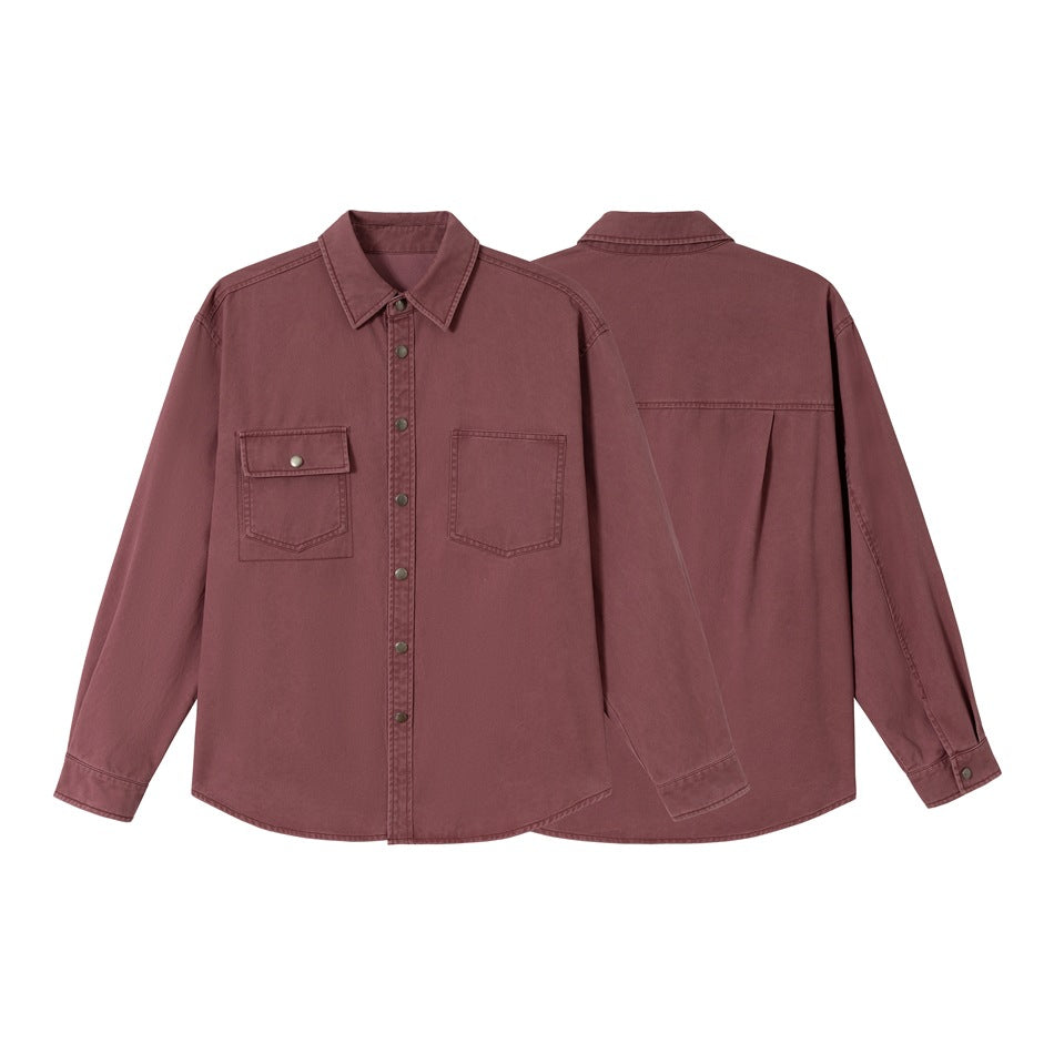 Damen Overshirt‑Hemdjacke aus gewaschenem Baumwoll‑Twill mit Druckknopfleiste und zwei Brusttaschen Shop Nory