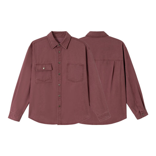 Damen Overshirt‑Hemdjacke aus gewaschenem Baumwoll‑Twill mit Druckknopfleiste und zwei Brusttaschen Shop Nory