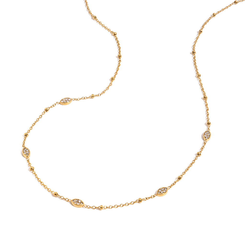 Damen Halskette mit funkelnden Zirkonia-Elementen und verstellbarem Edelstahlverschluss Shop Nory