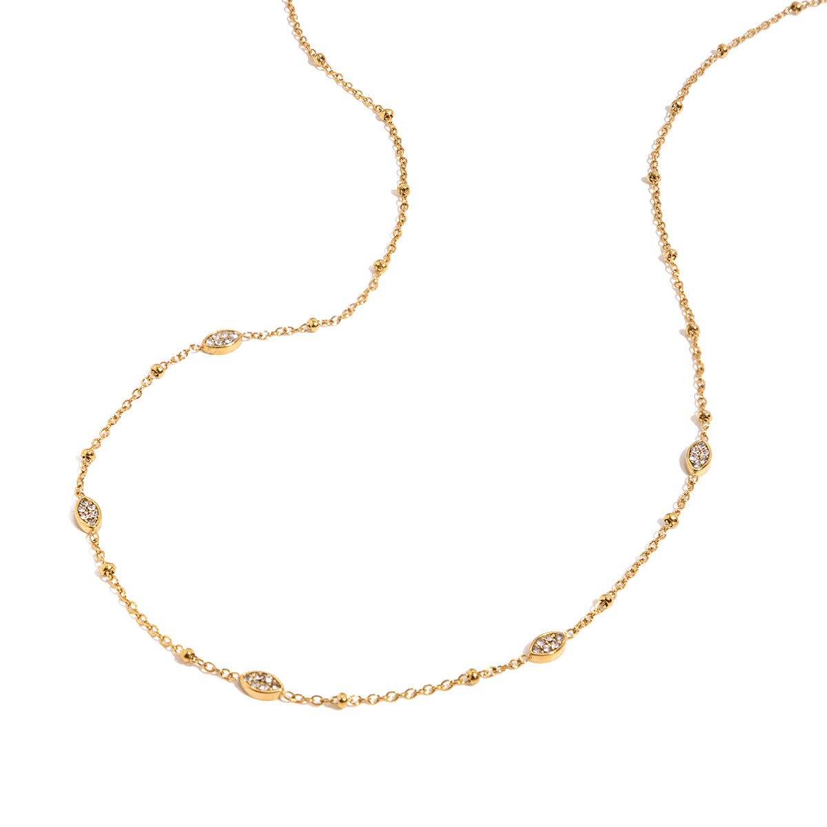 Damen Halskette mit funkelnden Zirkonia-Elementen und verstellbarem Edelstahlverschluss Shop Nory