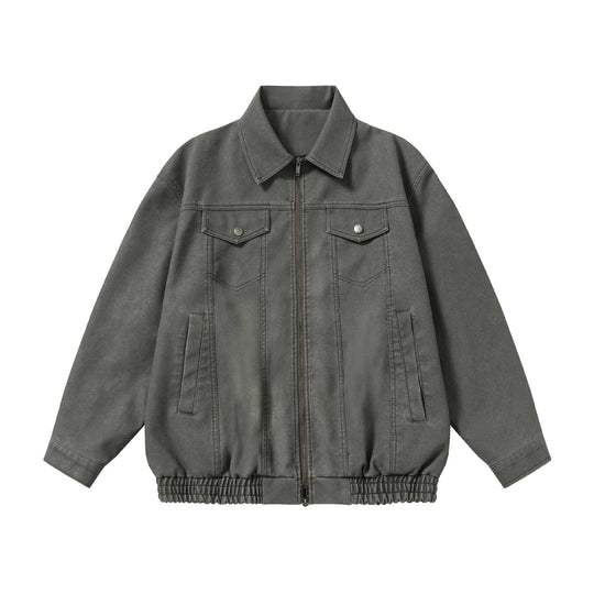 Unisex Boxy-Canvas-Zipblouson mit Hemdkragen und elastischem Saum Shop Nory